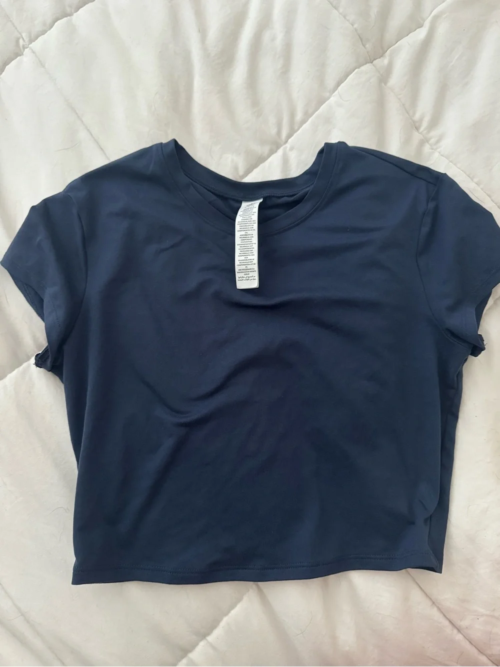 ALO Yoga Navy Short Sleeve Cropped Tee